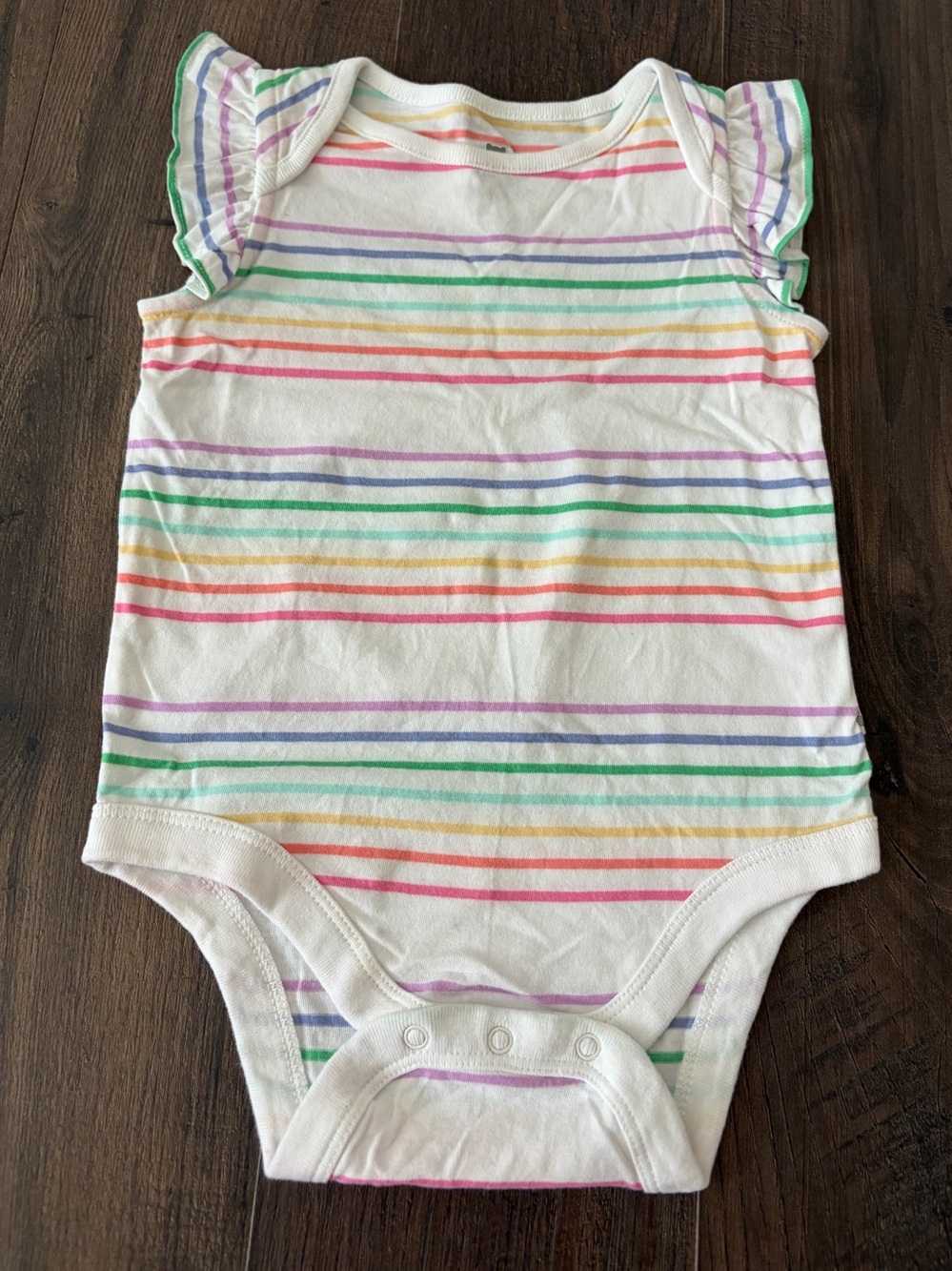 BabyGAP White One-Piece Bodysuit with Rainbow Stripes